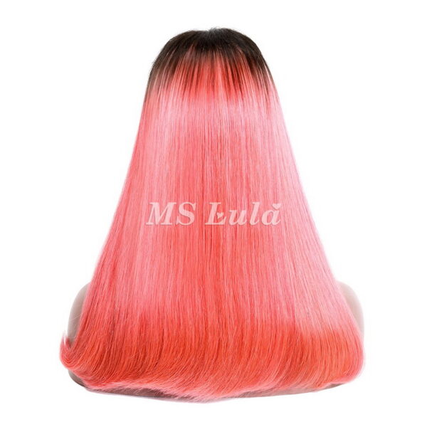 Black Root 1b/Pink Ombre Color Straight BOB Lace Closure Wig - Image 5
